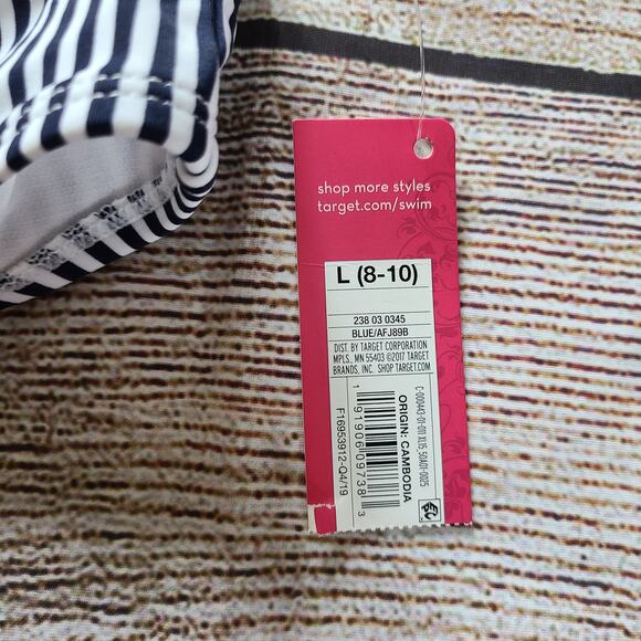 Xhilaration Navy Stripe Bikini Bottom - Picture 2 of 7